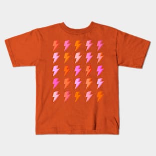 Preppy Pink and Orange Lightning Bolt Pattern Kids T-Shirt